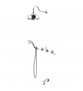Bruma Classico Zestaw wannowo-natryskowy podtynkowy z deszczownicą Ø 200 mm ścienną, wylewką i słuchawką Chrom 1182401CR