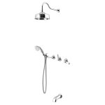 Bruma Classico Zestaw wannowo-natryskowy podtynkowy z deszczownicą Ø 200 mm ścienną, wylewką i słuchawką Chrom 1182401CR