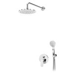 Bruma Coral Zestaw natryskowy podtynkowy z deszczownicą ścienną Ø 250 mm i słuchawką Chrom 1947621CR