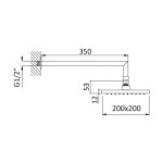Bruma Quadra Blue Deszczownica ścienna 200x200 mm z ramieniem ściennym Chrom 1455239CR