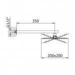 Bruma QuadraFlow Deszczownica ścienna 200x200 mm z ramieniem ściennym Chrom 1455939CR