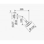 Bruma Deszczownica ścienna Ø 120 mm z ramieniem ściennym Chrom 1455222CR