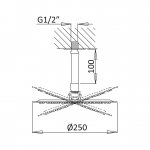 Bruma EloR Deszczownica Ø 250 mm z ramieniem sufitowym Chrom 1455346CR