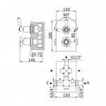 Bruma Elite Bateria wannono-natryskowa termostatyczny podtynkowa z 3 wyjściami Chrom 1801401CR