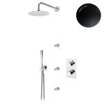 Bruma Elo Zestaw natryskowy termostatyczny podtynkowy z deszczownicą Ø 250 mm ścienną i dyszami ściennymi Night Sky 1389103NS