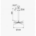 Bruma EloQ Deszczownica Ø 250 mm z ramieniem sufitowym 300 mm Chrom 1455370CR