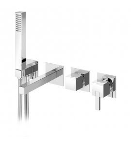Bruma Escudo 2 Bateria wannowa podtynkowa 3-drożna z wylewką 230 mm i słuchawką prysznicową Chrom 1020901CR
