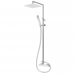 Bruma Escudo 2 Zestaw natryskowy naścienny z deszczownicą 250x250 mm na ruchomym ramieniu i słuchawką na uchwycie Chrom 1022761CR