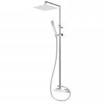 Bruma Escudo 2 Zestaw natryskowy naścienny z deszczownicą 300x300 mm na ruchomym ramieniu i słuchawką na uchwycie Chrom 1022791CR