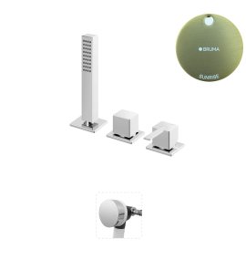 Bruma Escudo 2 Zestaw natryskowy 2-drożna na brzeg wanny z napełnianiem przez przelew Sunrise 1025211SR
