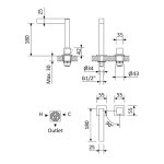 Bruma Escudo 2 Bateria umywalkowa 2-otworowa bez korka Sunset 1020003SS