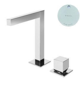 Bruma Escudo Bateria umywalkowa 2-otworowa bez korka Pure White 1020002PW