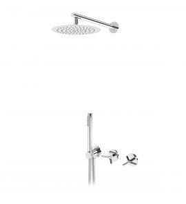 Bruma Genesi Zestaw prysznicowy podtynkowy z deszczownicą ścienną Ø 250 mm i słuchawką prysznicową Chrom 1917421CR