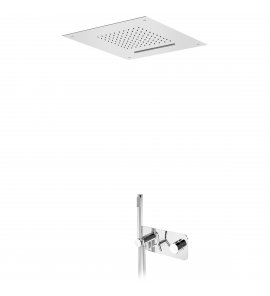 Bruma Genesi Zestaw prysznicowy podtynkowy termostatyczny z deszczownicą sufitową 500x500mm ze strumieniem kaskadowym i słuchawką prysznicową Chrom 1917881CR