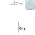 Bruma Genesi Zestaw prysznicowy podtynkowy termostatyczny z deszczownicą ścienną Ø 250 mm i słuchawką prysznicową Pure White 1917821PW