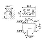Bruma Hera Bateria natryskowa termostatyczna podtynkowa 5-drożna Gunmetal 1066450MG