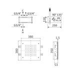 Bruma Hera Zestaw natryskowa termostatyczna podtynkowa z deszczownicą wpuszczaną w sufit 380x380 mm i słuchawką prysznicową Morning Mist 1064970MM