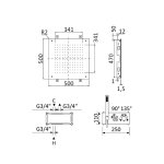 Bruma Hera Zestaw natryskowa termostatyczna podtynkowa z deszczownicą wpuszczaną w sufit 500x500 mm i słuchawką prysznicową Chrom 1064980CR
