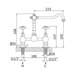 Bruma Imperial Bateria umywalkowa 2-otworowa bez korka Chrom 1177300CR