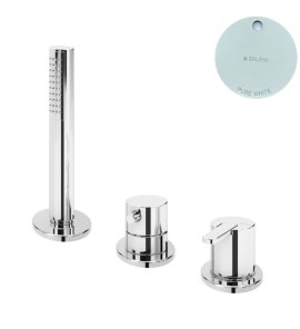 Bruma Leaf Bateria natryskowa stojąca z zestawem prysznicowym Pure White 1675011PW