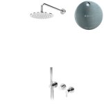 Bruma Leaf Bateria natryskowa podtynkowy z deszczownicą Ø 250 mm i zestawem natryskowym Satinox 1673615ST