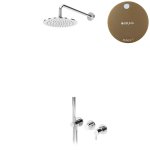 Bruma Leaf Bateria natryskowa podtynkowy z deszczownicą Ø 250 mm i zestawem natryskowym Sunset 1673615SS