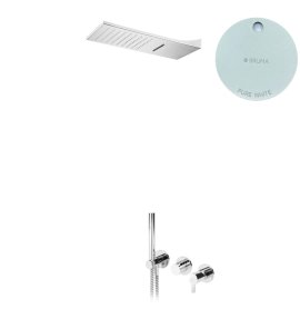 Bruma Leaf Bateria natryskowa podtynkowy z deszczownicą ścienną Pure White 1673625PW