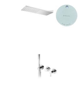 Bruma Leaf Bateria natryskowa podtynkowy z deszczownicą ścienną Pure White 1673629PW