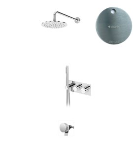 Bruma Leaf Bateria termostatyczna wannowo-natryskowa podtynkowy z deszczownicą Ø 250 mm i wylewką w odpływie Satinox 1874131ST