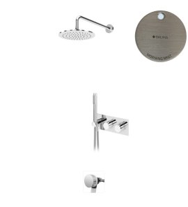 Bruma Leaf Bateria termostatyczna wannowo-natryskowa podtynkowy z deszczownicą Ø 250 mm i wylewką w odpływie Morning Mist 1874131MM