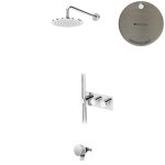 Bruma Leaf Bateria termostatyczna wannowo-natryskowa podtynkowy z deszczownicą Ø 250 mm i wylewką w odpływie Morning Mist 1874131MM