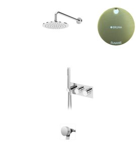 Bruma Leaf Bateria termostatyczna wannowo-natryskowa podtynkowy z deszczownicą Ø 250 mm i wylewką w odpływie Sunrise 1874131SR