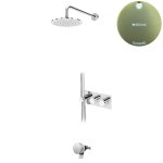 Bruma Leaf Bateria termostatyczna wannowo-natryskowa podtynkowy z deszczownicą Ø 250 mm i wylewką w odpływie Sunrise 1874131SR