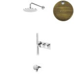 Bruma Leaf Bateria termostatyczna wannowo-natryskowa podtynkowy z deszczownicą Ø 250 mm i wylewką w odpływie Old Brass / Vieux Laiton 1874131LE