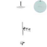 Bruma Leaf Bateria termostatyczna wannowo-natryskowa podtynkowy z deszczownicą sufitową Ø 250 mm i wylewką w odpływie Pure White 1874231PW