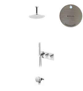 Bruma Leaf Bateria termostatyczna wannowo-natryskowa podtynkowy z deszczownicą sufitową Ø 250 mm i wylewką w odpływie Morning Mist 1874231MM