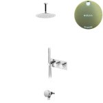 Bruma Leaf Bateria termostatyczna wannowo-natryskowa podtynkowy z deszczownicą sufitową Ø 250 mm i wylewką w odpływie Sunrise 1874231SR