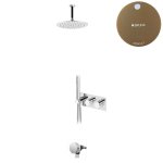 Bruma Leaf Bateria termostatyczna wannowo-natryskowa podtynkowy z deszczownicą sufitową Ø 250 mm i wylewką w odpływie Sunset 1874231SS