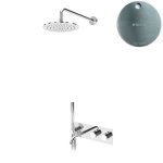 Bruma Leaf Bateria termostatyczna wannowo-natryskowa podtynkowy z deszczownicą Ø 250 mm z wylewką Satinox 1876631ST