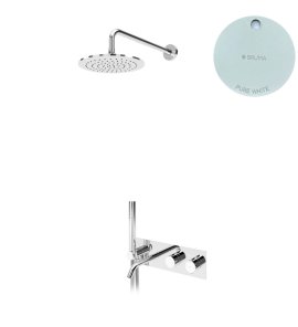 Bruma Leaf Bateria termostatyczna wannowo-natryskowa podtynkowy z deszczownicą Ø 250 mm z wylewką Pure White 1876631PW