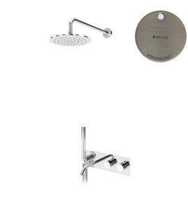 Bruma Leaf Bateria termostatyczna wannowo-natryskowa podtynkowy z deszczownicą Ø 250 mm z wylewką Morning Mist 1876631MM