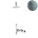 Bruma Leaf Bateria termostatyczna wannowo-natryskowa podtynkowy z deszczownicą sufitową Ø 250 mm z wylewką Satinox 1873931ST