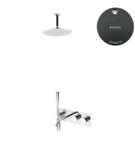 Bruma Leaf Bateria termostatyczna wannowo-natryskowa podtynkowy z deszczownicą sufitową Ø 250 mm z wylewką Gunmetal 1873931MG