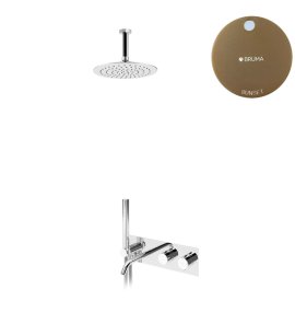 Bruma Leaf Bateria termostatyczna wannowo-natryskowa podtynkowy z deszczownicą sufitową Ø 250 mm z wylewką Sunset 1873931SS