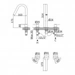 ---Bruma Leaf2 Bateria umywalkowa 3-otworowa bez korka Satinox 1672302ST