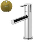 Bruma Leaf Bateria umywalkowa jednootworowa bez korka Sunrise PVD 1670007PR