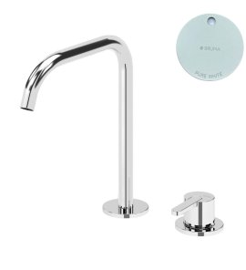 Bruma Leaf Bateria umywalkowa 2-otworowa bez korka, montowana na blacie Pure White 1670024PW