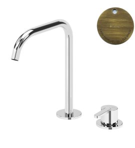 Bruma Leaf Bateria umywalkowa 2-otworowa bez korka, montowana na blacie Old Brass / Vieux Laiton 1670024LE