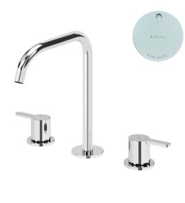 Bruma Leaf Bateria umywalkowa 3-otworowa bez korka, montowana na blacie Pure White 1670028PW