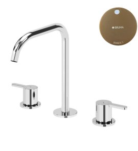 Bruma Leaf Bateria umywalkowa 3-otworowa bez korka, montowana na blacie Sunset 1670028SS